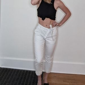 Cute ankle cut paper bag waist